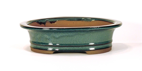 10 Inch Blue Oval Bonsai Pot 