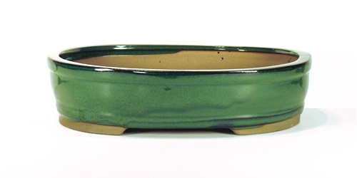 12 Inch Green Oval Bonsai Pot 