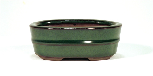 4 Inch Green Oval Bonsai Pot 