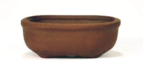 4 Inch Unglazed Oval Bonsai Pot 