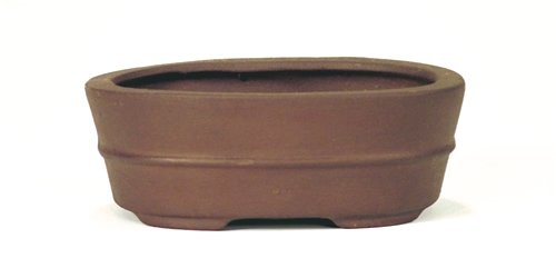 4 Inch Unglazed Oval Bonsai Pot 