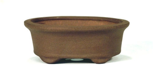 4 unglazed oval bonsai pot 