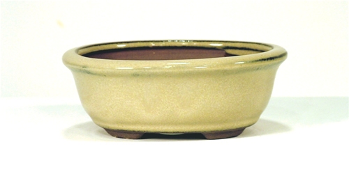 5 Inch White Oval Bonsai Pot 