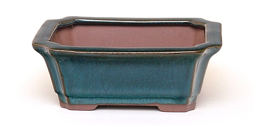 6 Inch Blue Rectangle Bonsai Pot 