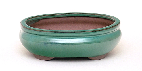 6 Inch Green Oval Bonsai Pot 