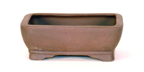 6 Inch Unglazed Rectangle Bonsai Pot 