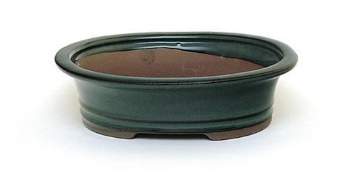 8 Inch Blue Oval Bonsai Pot 